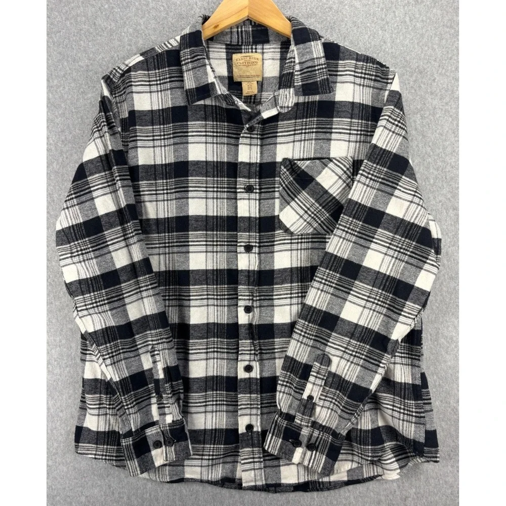 Telluride Flannel Shirt Mens XL Black White Plaid Cotton Workwear Lumberjack - Picture 12 of 13